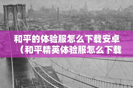 和平的体验服怎么下载安卓（和平精英体验服怎么下载安卓）
