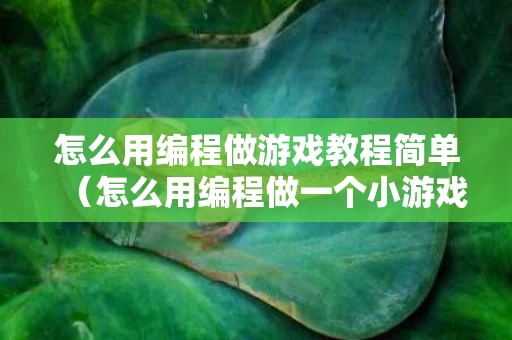 怎么用编程做游戏教程简单（怎么用编程做一个小游戏）