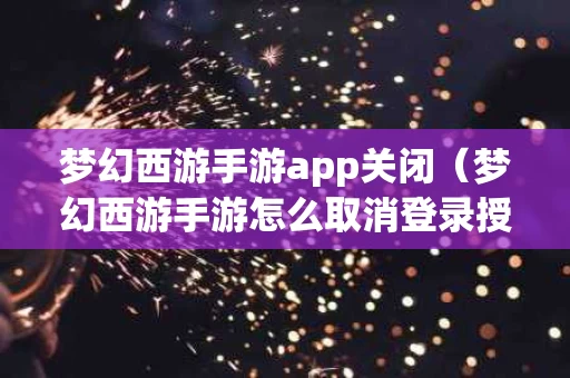 梦幻西游手游app关闭（梦幻西游手游怎么取消登录授权）