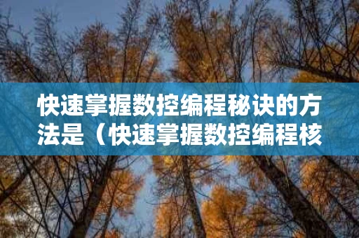 快速掌握数控编程秘诀的方法是（快速掌握数控编程核心秘诀）
