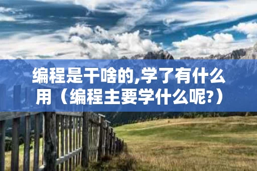 编程是干啥的,学了有什么用（编程主要学什么呢?）