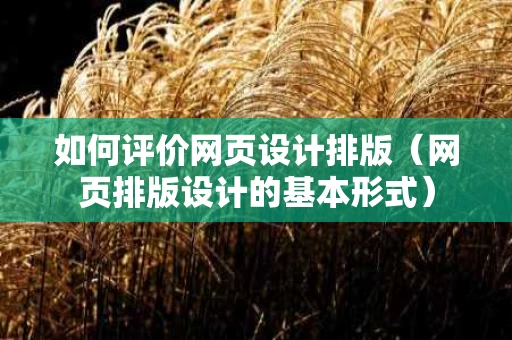 如何评价网页设计排版（网页排版设计的基本形式）
