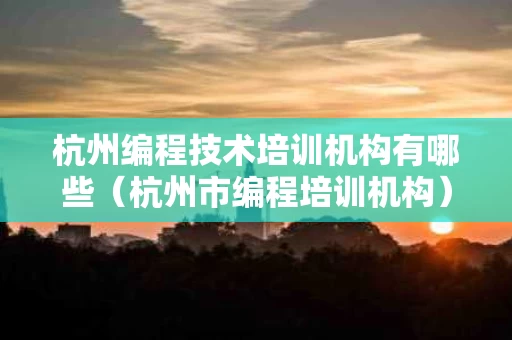 杭州编程技术培训机构有哪些（杭州市编程培训机构）