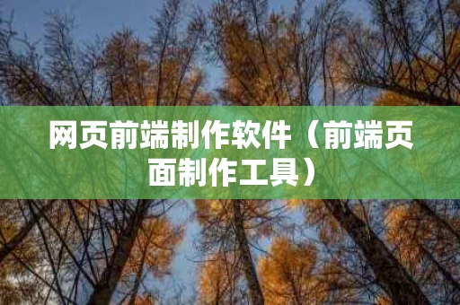 网页前端制作软件（前端页面制作工具）