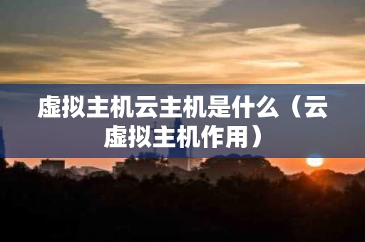虚拟主机云主机是什么（云虚拟主机作用）
