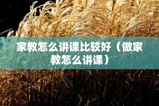 家教怎么讲课比较好（做家教怎么讲课）
