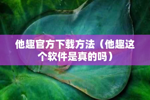 他趣官方下载方法（他趣这个软件是真的吗）