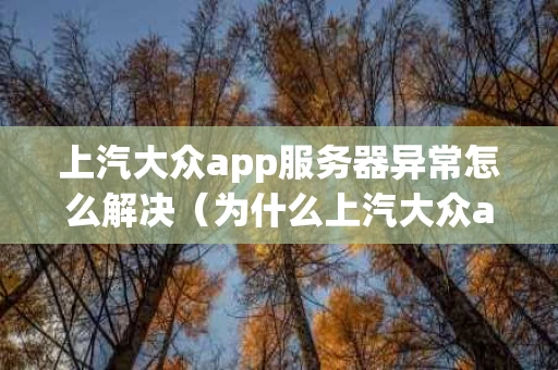 上汽大众app服务器异常怎么解决（为什么上汽大众app登录成功没有使用权限）