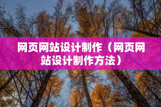 网页网站设计制作（网页网站设计制作方法）