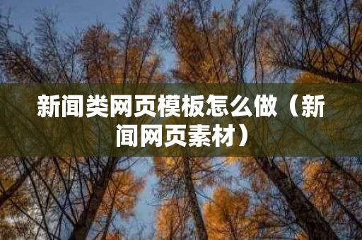 新闻类网页模板怎么做（新闻网页素材）
