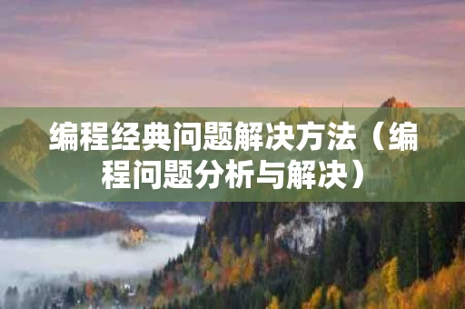 编程经典问题解决方法（编程问题分析与解决）