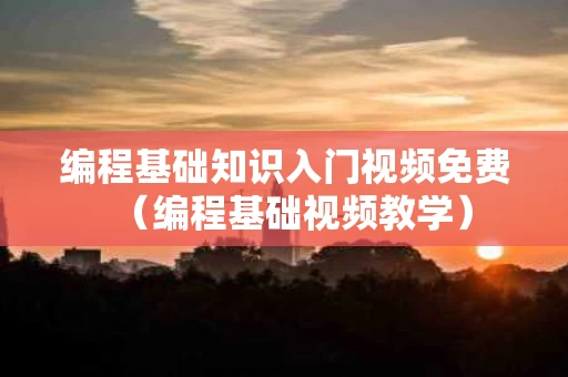 编程基础知识入门视频免费（编程基础视频教学）