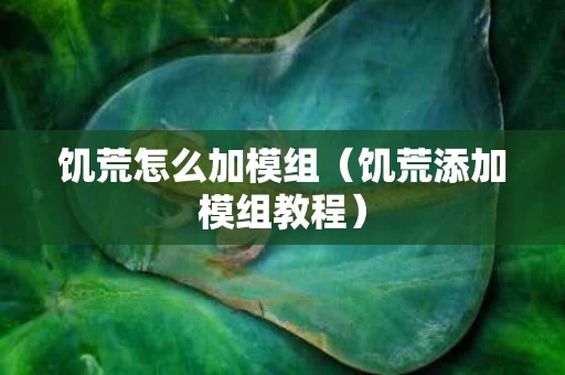 饥荒怎么加模组（饥荒添加模组教程）