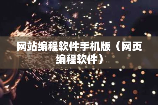 网站编程软件手机版（网页编程软件）
