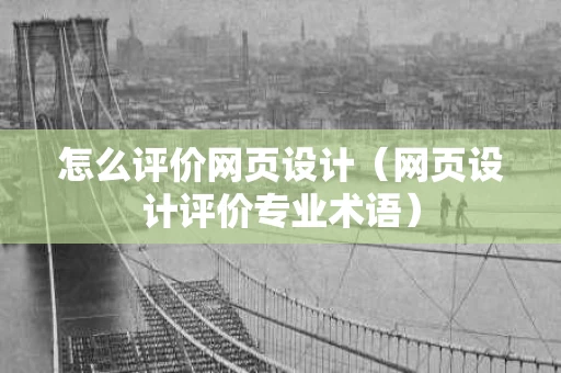 怎么评价网页设计（网页设计评价专业术语）