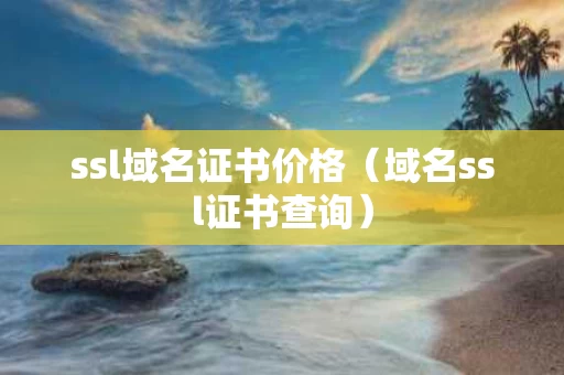 ssl域名证书价格（域名ssl证书查询）