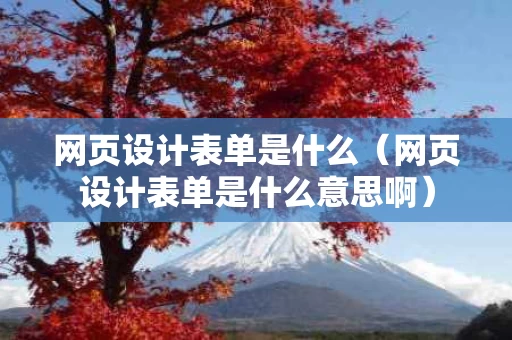 网页设计表单是什么（网页设计表单是什么意思啊）