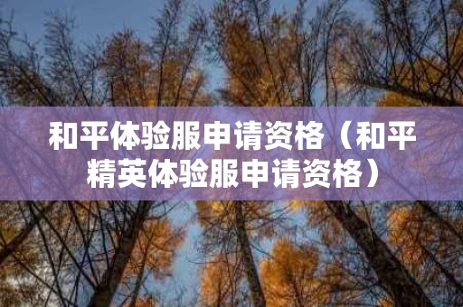 和平体验服申请资格（和平精英体验服申请资格）