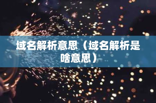 域名解析意思（域名解析是啥意思）
