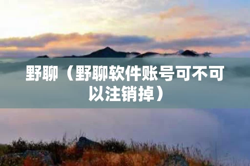 野聊（野聊软件账号可不可以注销掉）