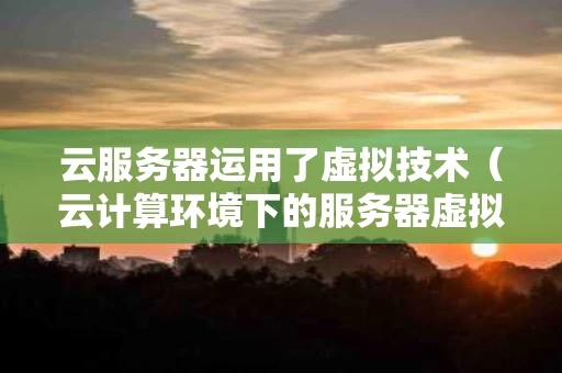 云服务器运用了虚拟技术（云计算环境下的服务器虚拟化技术）
