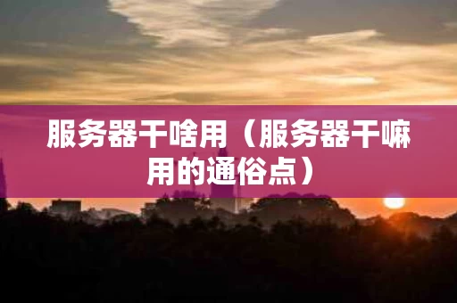服务器干啥用（服务器干嘛用的通俗点）