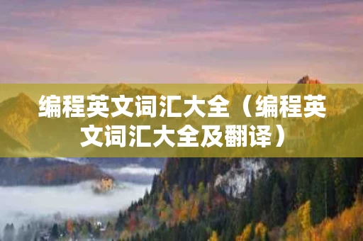 编程英文词汇大全（编程英文词汇大全及翻译）