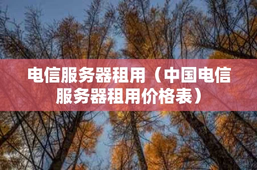 电信服务器租用（中国电信服务器租用价格表）