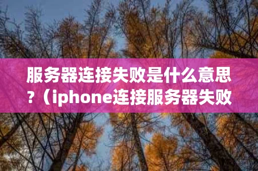 服务器连接失败是什么意思?（iphone连接服务器失败什么原因）