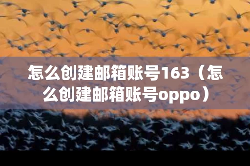 怎么创建邮箱账号163（怎么创建邮箱账号oppo）