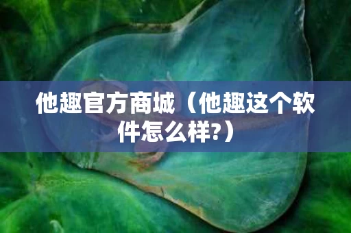 他趣官方商城（他趣这个软件怎么样?）