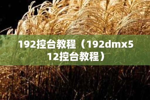 192控台教程（192dmx512控台教程）