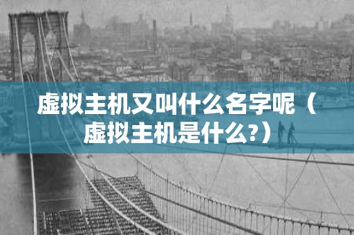 虚拟主机又叫什么名字呢（虚拟主机是什么?）