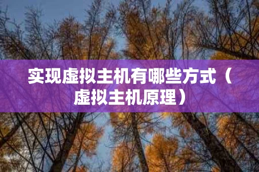 实现虚拟主机有哪些方式（虚拟主机原理）