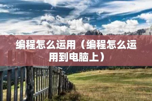编程怎么运用（编程怎么运用到电脑上）