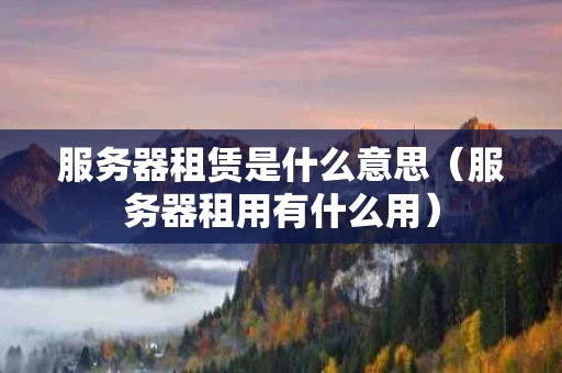 服务器租赁是什么意思（服务器租用有什么用）
