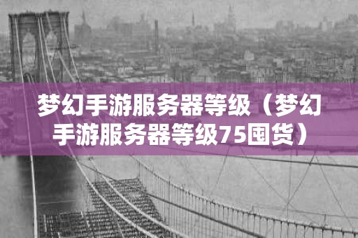 梦幻手游服务器等级（梦幻手游服务器等级75囤货）