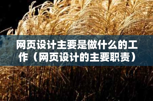网页设计主要是做什么的工作（网页设计的主要职责）