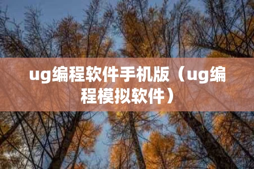 ug编程软件手机版（ug编程模拟软件）