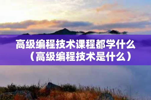 高级编程技术课程都学什么（高级编程技术是什么）