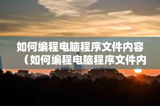 如何编程电脑程序文件内容（如何编程电脑程序文件内容）