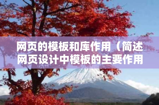 网页的模板和库作用（简述网页设计中模板的主要作用）