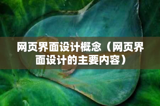 网页界面设计概念（网页界面设计的主要内容）