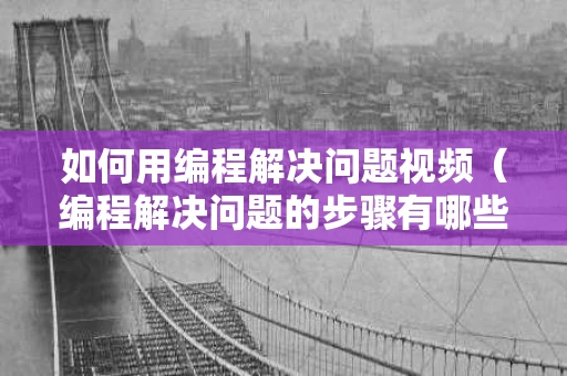 如何用编程解决问题视频（编程解决问题的步骤有哪些）