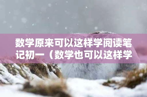 数学原来可以这样学阅读笔记初一（数学也可以这样学阅读笔记）
