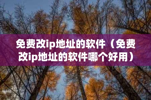 免费改ip地址的软件（免费改ip地址的软件哪个好用）