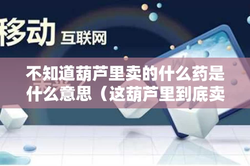 不知道葫芦里卖的什么药是什么意思（这葫芦里到底卖的是什么药?）