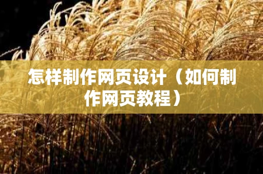 怎样制作网页设计（如何制作网页教程）