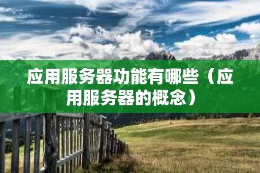 应用服务器功能有哪些（应用服务器的概念）