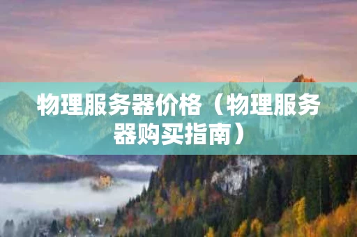 物理服务器价格（物理服务器购买指南）